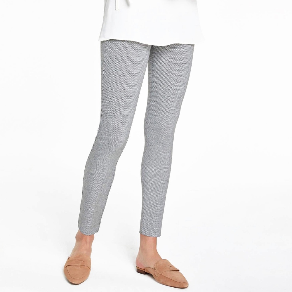 NWT Ann Taylor Chelsea Skinny Leg Ankle Pants Side Zip | Black & White Check | 0